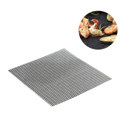 Calidad alimentaria PTFE Fibra de vidrio tejido Utensilios de cocina BBQ Grill Baking Mesh Estera