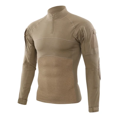Esdy Solid Color Camiseta táctica de manga larga para hombre Deportes al aire libre Camisa de rana