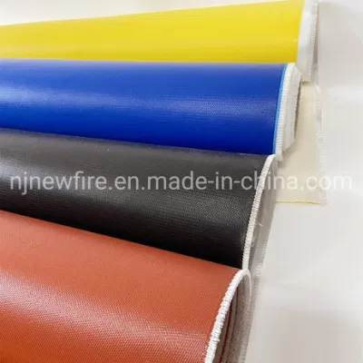 Buen tejido de fibra de vidrio recubierto de goma de silicona resistente a productos químicos y calor, ignífugo. Tela de vidrio E-Glass/C-Glass.