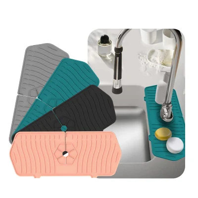 Fregadero Protección contra salpicaduras, silicona Mat, grifo de vaciado del grifo de notas, cuarto de baño de agua de grifo Catcher Mat