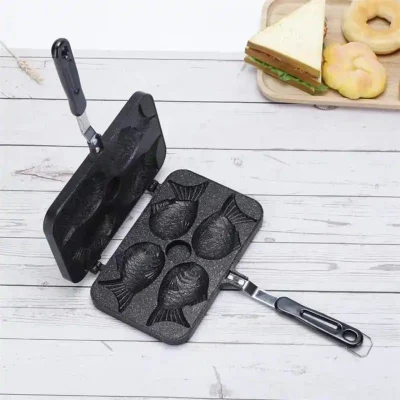 Doble Pescadores Mini Pancake Plato de Non-Stick Baking Desayuno Galletas de tortilla Huevo de la sartén