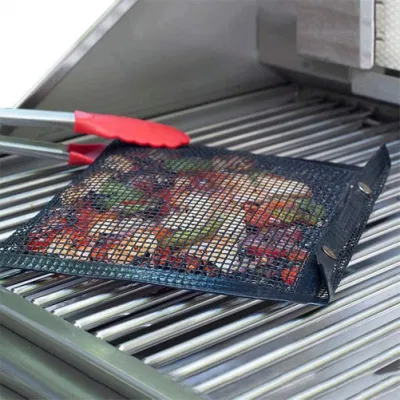 Amazon PTFE Venta caliente Bolsa de rejilla de malla con el botón Ajustar fácil limpiar alimentos seguros