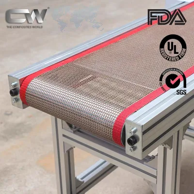 Fibra de vidrio recubierta de PTFE de alta calidad y alta temperatura de malla abierta Cinta transportadora