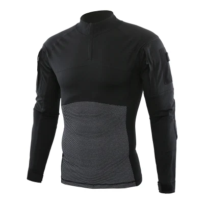 Esdy Solid Color Camiseta táctica de manga larga para hombre Deportes al aire libre Camisa de rana