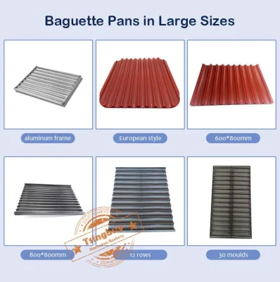 Comercio al por mayor de PTFE personalizado No Stick baguette de aluminio de molde para hornear pan pan baguette francesa perforada de molde para hornear bandeja para hornear.