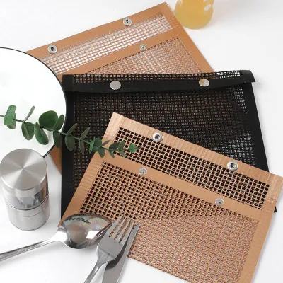 Comida Seguro resistente al calor Non-Stick BBQ malla Grill Bolsa con Rivet