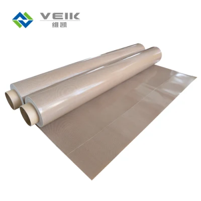 Resistencia a altas temperaturas de tejido de fibra de vidrio recubiertas de PTFE, utilizado para la cinta transportadora de alimentos, con Certificación FDA, 0.25mm de espesor de tejido de PTFE