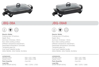 2022 Venta al por mayor precio de fábrica en caliente sin humo 1800 W Non-Stick Barbacoa Grill eléctrico la sartén con tapa de cristal templado