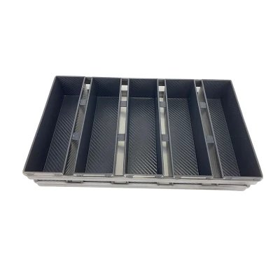 Bakeware hecho personalizado 5 cavidades Alusteel aluminio corrugado Stick no tostadas de pan de Sandwich pan de molde para hornear con tapa