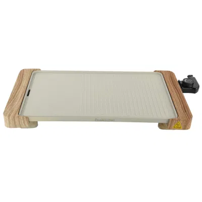  2023 Nuevo Diseño de Moda Mango de grano de madera de recubrimiento Non-Stick Grill eléctrico Barbacoa eléctrica mascar Pan bandeja para hornear.