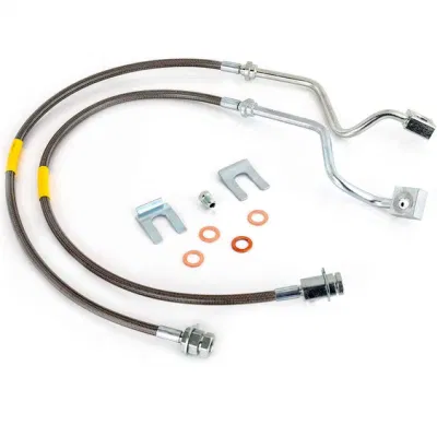 Líneas de freno de acero inoxidable extendidas delantera y trasera compatibles con Ford F-250 Super Duty 1999-2004 con Ford F-350 Super Duty Kits de mangueras de elevación de 1999-2004 4-8&quot;