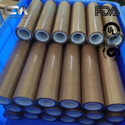 China Fabricante - cinta adhesiva de fibra de vidrio recubierta de PTFE resistente al calor personalizada 25mm Anchura*10m longitud