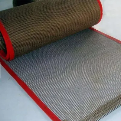 Procesamiento especial Alta resistencia a temperatura banda transportadora de malla de PTFE marrón/ Cinta transportadora transparente
