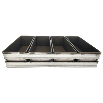 hecho personalizado Bakeware 4 cavidades Acero aluminizado correa antiadherente Pan de molde Pan de pan tostado Pan de hornear para horno