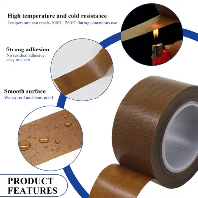 Temperature-Resistant Tejido de vidrio recubiertas de PTFE puro de cinta adhesiva de la película