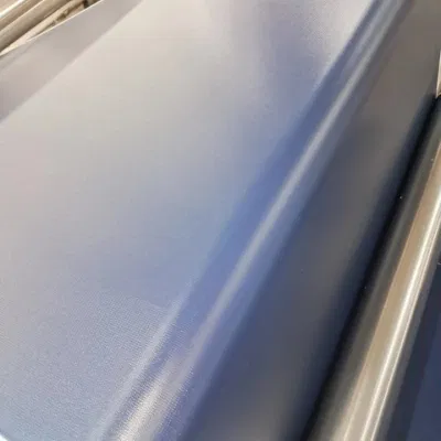 Incombustible y resistente al agua líquida de color azul de caucho de silicona sólida de fibra de vidrio recubierto de tela tela