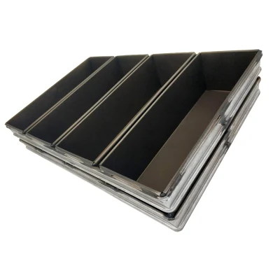 hecho personalizado Bakeware 4 cavidades Acero aluminizado correa antiadherente Pan de molde Pan de pan tostado Pan de hornear para horno