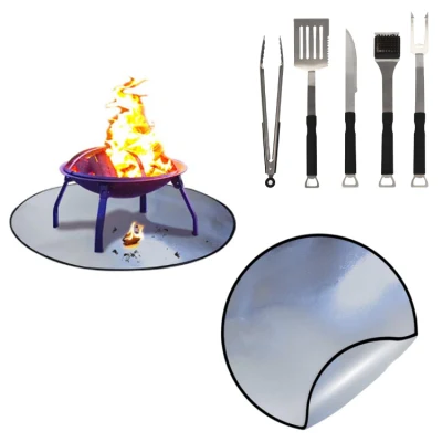 Fabricante de exterior de alta calidad 36&prime; pulgadas de aluminio redondo de fibra de vidrio de silicona ignífuga Non-Stick Heat-Resistant Fogata Mat