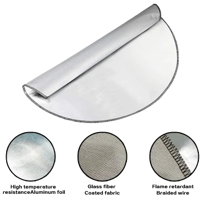 Fabricante de exterior de alta calidad 36&prime; pulgadas de aluminio redondo de fibra de vidrio de silicona ignífuga Non-Stick Heat-Resistant Fogata Mat