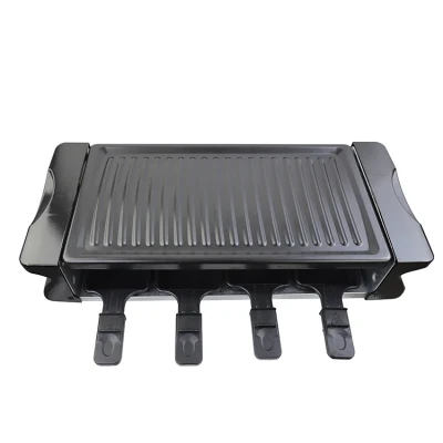 Parrilla eléctrica de Racelette con sartén antiadherente, quemador eléctrico de piedra