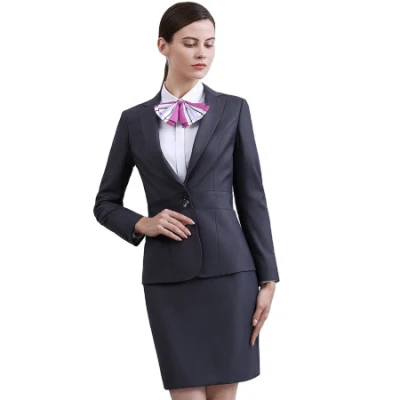 Señoras mayoristas de ropa de moda profesional para el trabajo Slim Fit 2 Piezas Señoras Blazers vestidos de traje de oficina