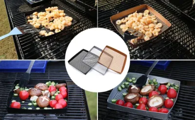 0,2/0,3/0,4mm espesor resistente al calor Alimentos Grado PTFE BBQ Grill Mat
