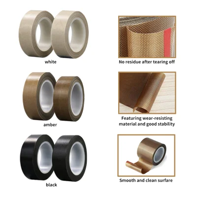 Aislamiento impermeable PTFE Fibra de vidrio tela de vidrio sin/ con liberación Cinta de Teflón negra marrón