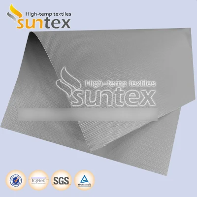 China 610g de tela de fibra de vidrio resistente al calor de PTFE Panel de Tela de fibra de vidrio recubierto de 0.45mm fuego cubiertas de la brida y adaptadores de pantalla