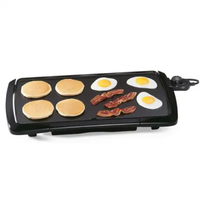 2023 Nuevo Diseño de Moda Mango de grano de madera de recubrimiento Non-Stick Grill eléctrico Barbacoa eléctrica mascar Pan bandeja para hornear.