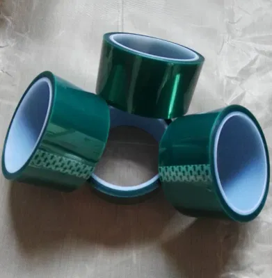 Venta en caliente Color Verde polvo Revestimiento adhesivo de silicona resistente al calor Cinta de poliéster