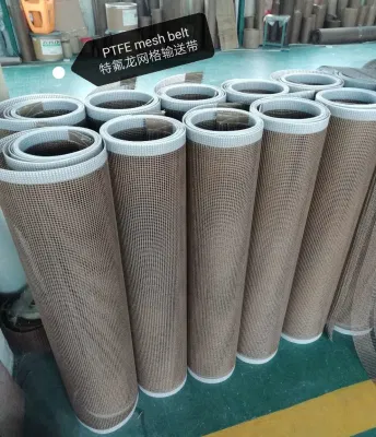 Banda transportadora de malla abierta de PTFE antiadherente para secado de alimentos