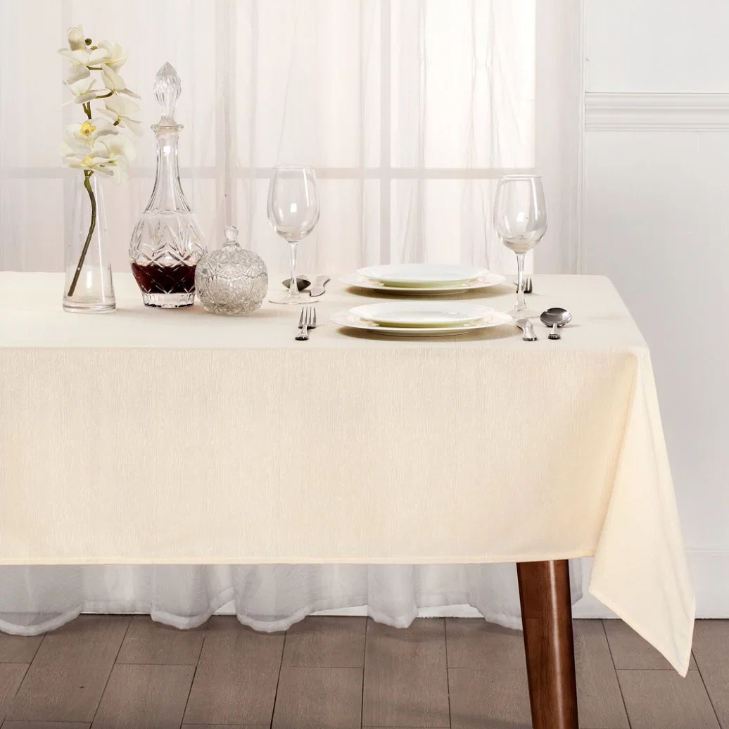 Luxury Wholesale Jacquard 132 Round Cream White Tablecloths for Party