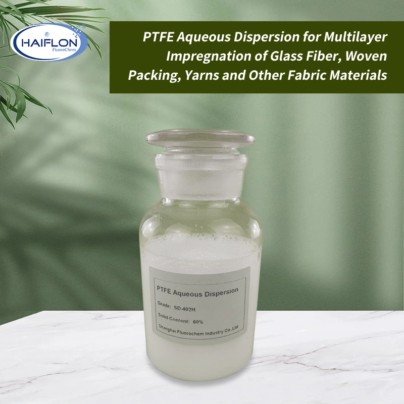 PTFE Aqueous Dispersion for Multilayer Impregnation of Glass Fiber, Woven Packing, Yarns and Other Fabric Materials