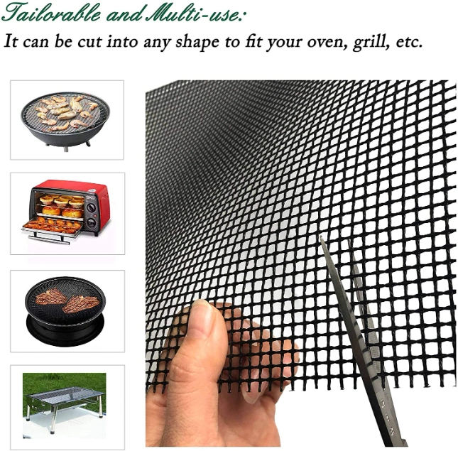 Food Safe Heat Resistant PTFE BBQ Grill Mesh Mat with Edges