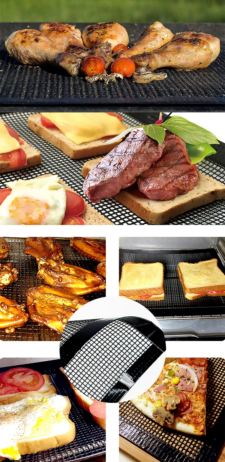 Customised Size High Temperature Reusable Barbecue Non Stick Non-Stick PTFE BBQ Grill Mesh Mat