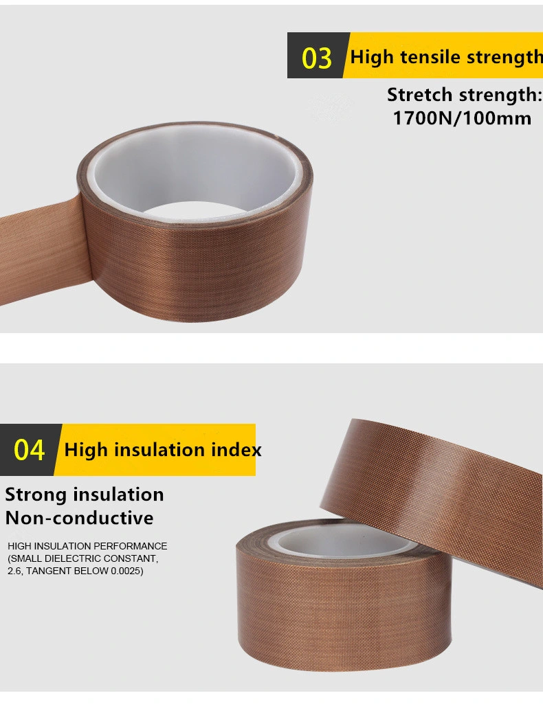 Waterproof Insulation Nonstick PTFE Fiberglass Glass Fabric Cloth 300 Degree Silicone Heat Sealing Tape