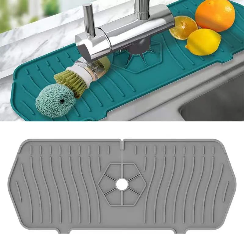 Kitchen Sink Splash Guard, Silicone Faucet Mat, Faucet Draining Pad, Bathroom Faucet Water Catcher Mat