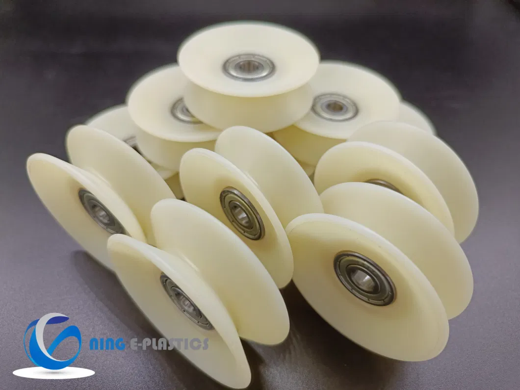 Plastic CNC Machining Parts Mc Nylon Wheel Pulley Roller Bushing PA6 Flange Sleeves PE Block PTFE Gasket