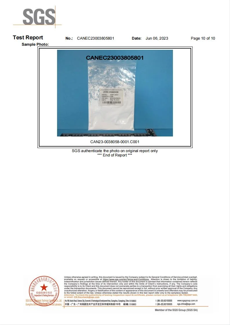 Pfos Less Than 10 Ppb Polytetrafluoroethylene Powder