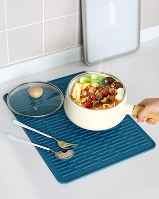 Kitchen Rubber Silicon Draining Mat Pad Rectangle Sharp Hot Pot Holders Heat Resistance Trivet Silicone Drying Mat