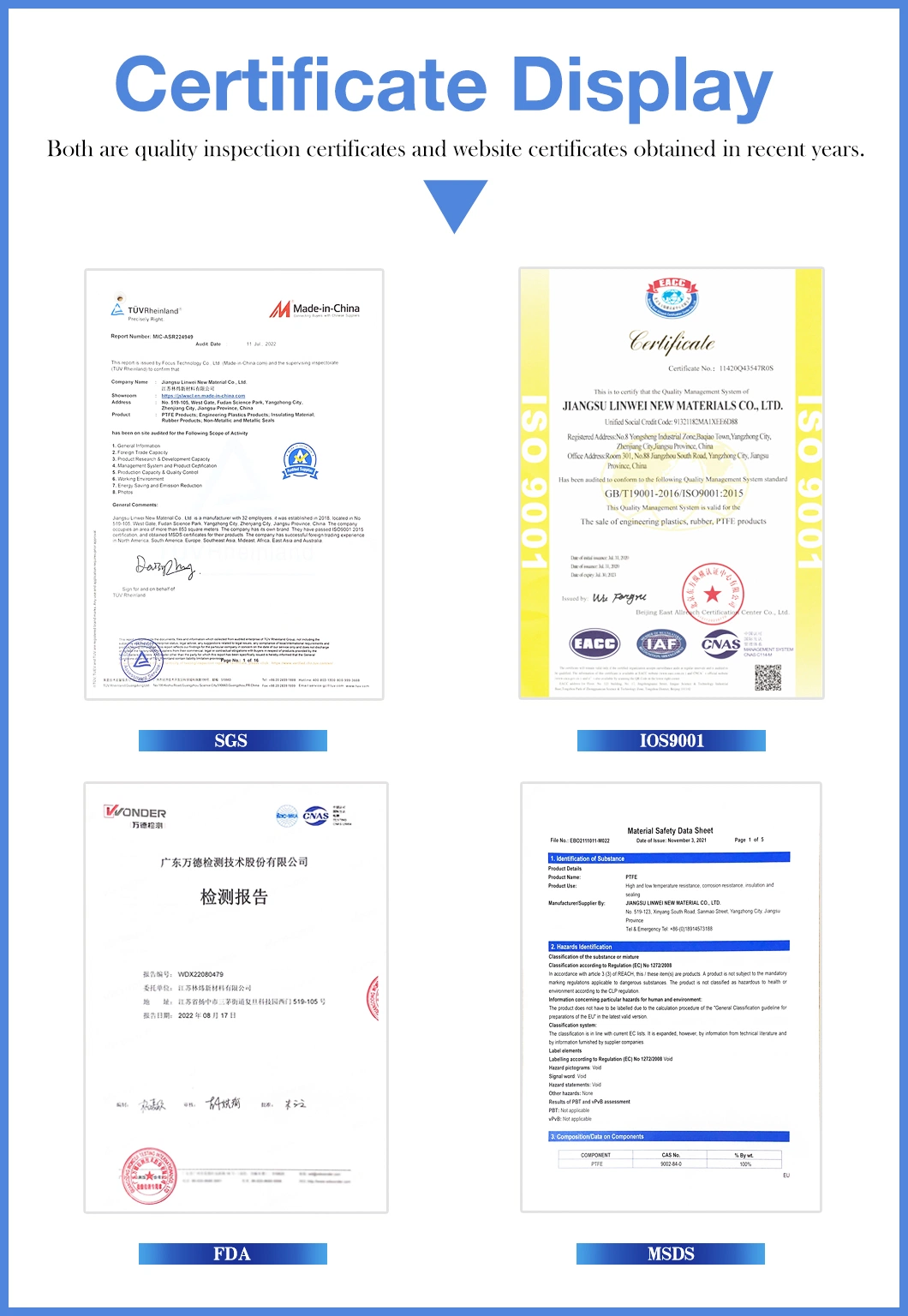 High Temperature Resistant PTFE Flat Gasket for Seal