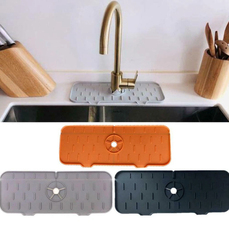 Kitchen Gadgets Silicone Faucet Mat Sink Splash Catcher Mat Splash Guard Mat