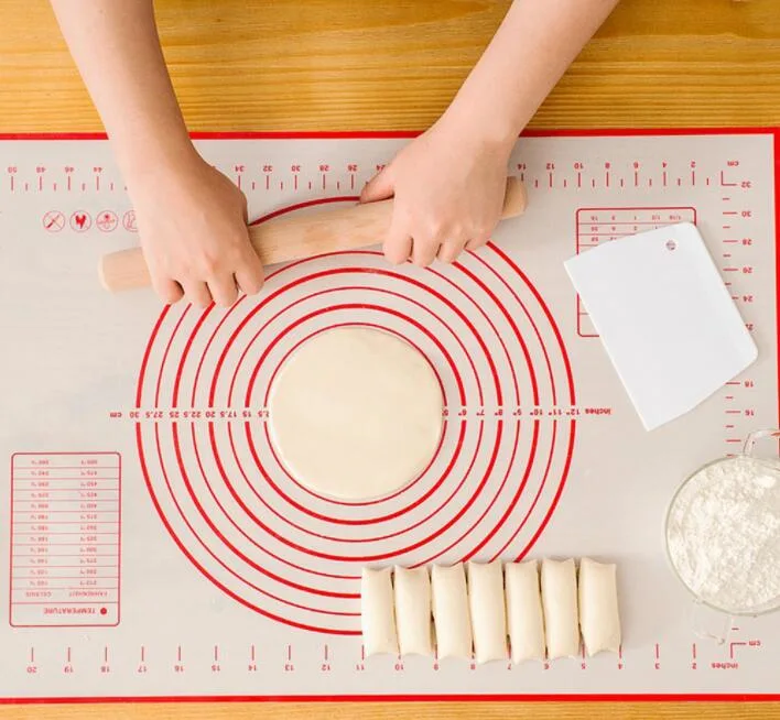 Kitchen Food Grade Dough Rolling Baking Mat with Measurement Non Stick Reusable Silicone Pastry Mat