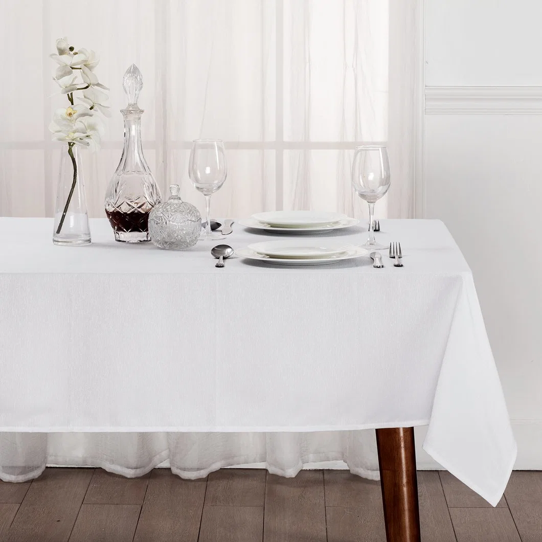 Hotel Table Linen 100% Polyester Solid Color White Round Tablecloth