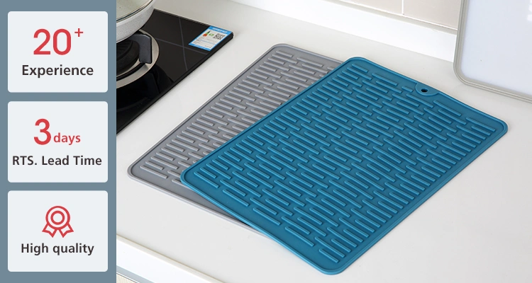 Kitchen Rubber Silicon Draining Mat Pad Rectangle Sharp Hot Pot Holders Heat Resistance Trivet Silicone Drying Mat