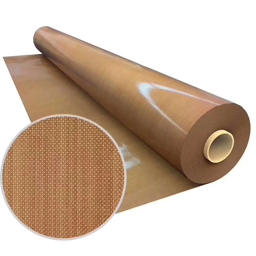 Non Adhesive Brown Color PTFE Coated Glass Fiber Fabrics Cloth Sheet Roll