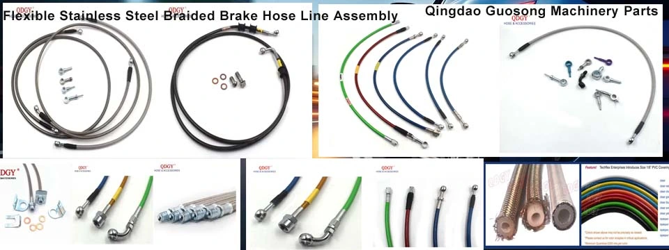 Front and Rear Extended Stainless Steel Brake Lines Compatible with Ford F-250 Super Duty 1999-2004 with Ford F-350 Super Duty 1999-2004 4-8&quot; Lift Hose Kits