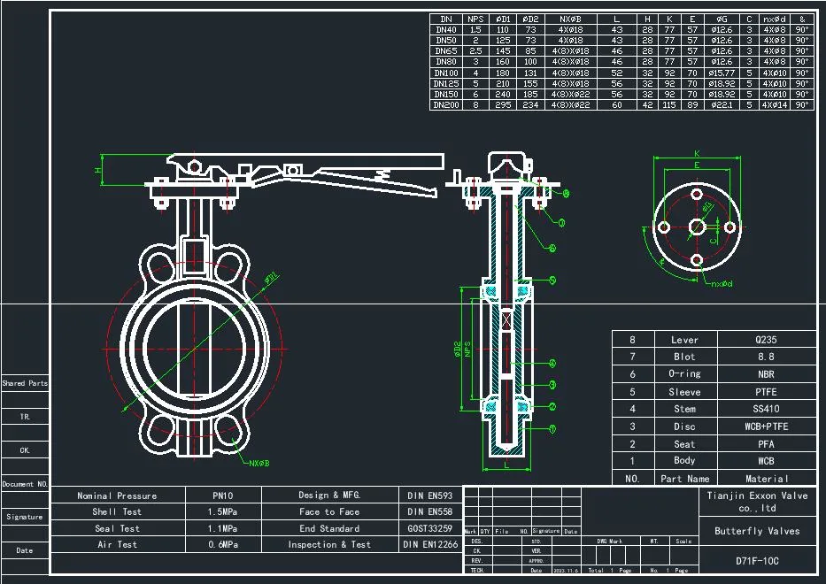 Stainless Steel Teflon Lined Butterfly Valve