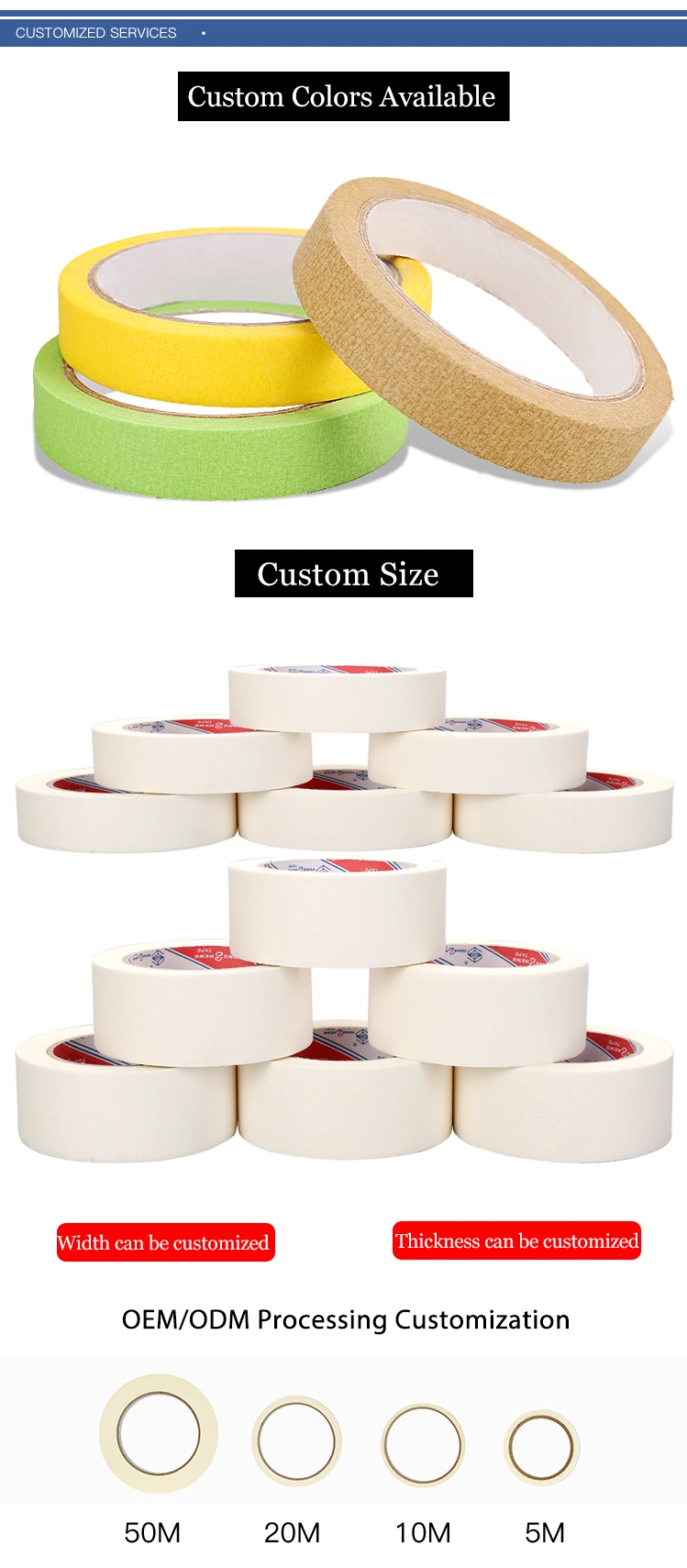 Pre Masking Tape Pre Cut Heat Resistant Crepe Paper Replace Paint Protection Masking Tape Automotive Price Manufacturer