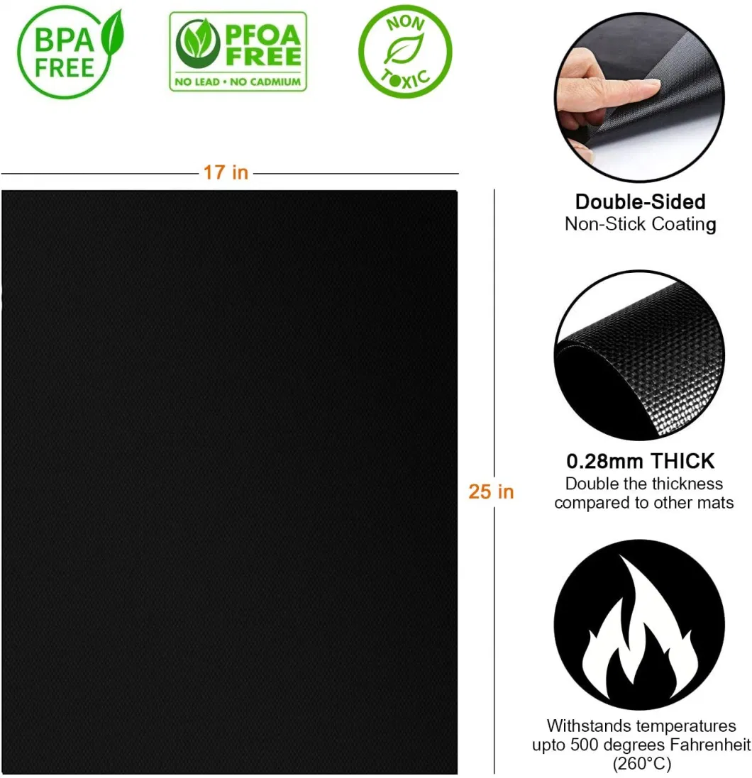 PTFE Coated Heat Resistant Non-Stick Fire Retardant BBQ Grill Mat